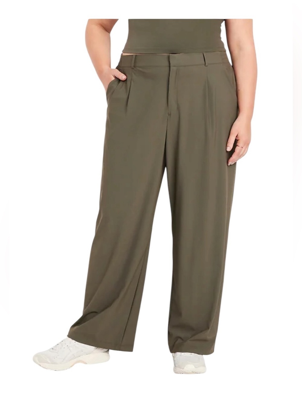 Old Navy Olive Green High-Rise SleekTech Trouser Pants Go Dry Earthy XL Tall